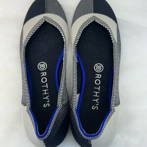 Rothy's Women's Black and Cream plaid flats shoes Loafers size 8.5